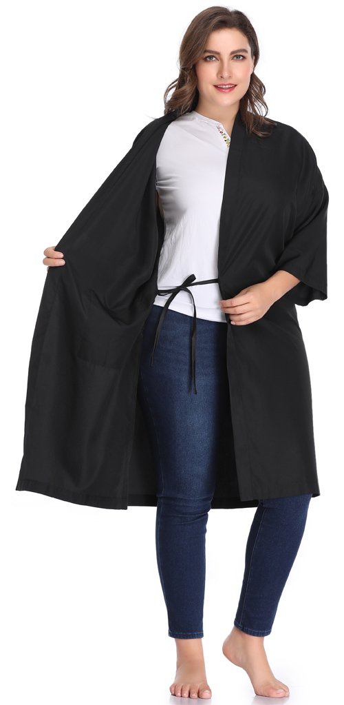 Salon Robes Smock for Clients, Hair Salon Client Gown Cape-Large Size-Black : Beauty