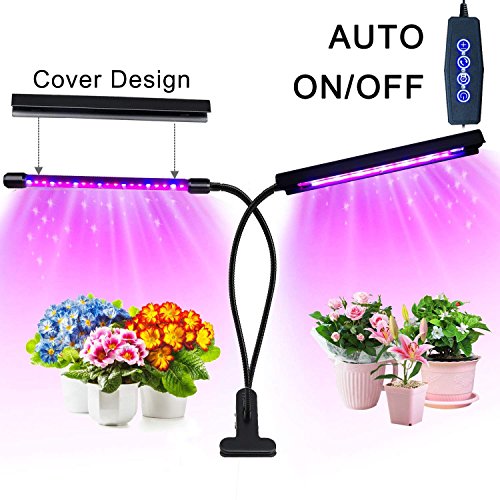 Grow Light, 20W 40 LED Auto ON/OFF Plant Grow Lamp Dual Head Timing ...
