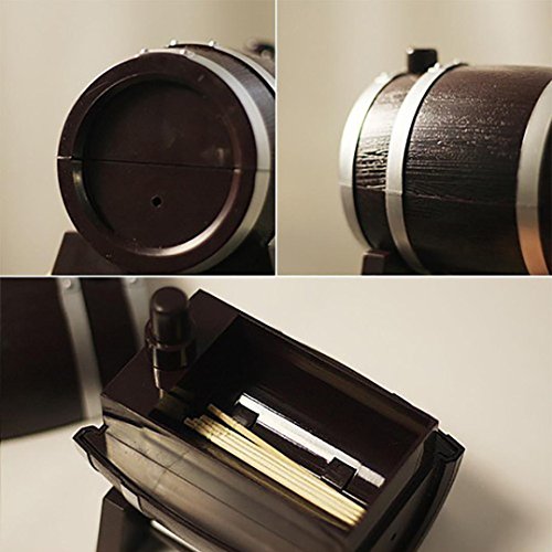 Miklan Toothpick Box Container Dispenser Holder Wine Barrel Automatic Plastic