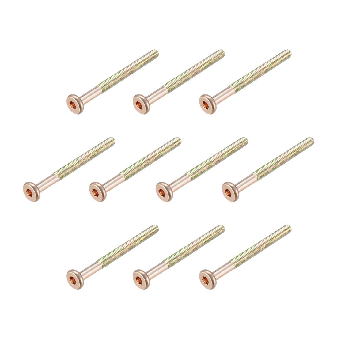 sourcing map M6x70mm Furniture Screw Hex Socket Machine Screws Zinc Plated Fasteners Bolts Half Thread Carbon Steel 10Pcs