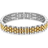 MYNENEY 10mm mens stainless steel bracelet Watch link chain bracelet for men Silver/Gold/Black-7.48/7.68/8.27 Inch Length Classic men Jewelry