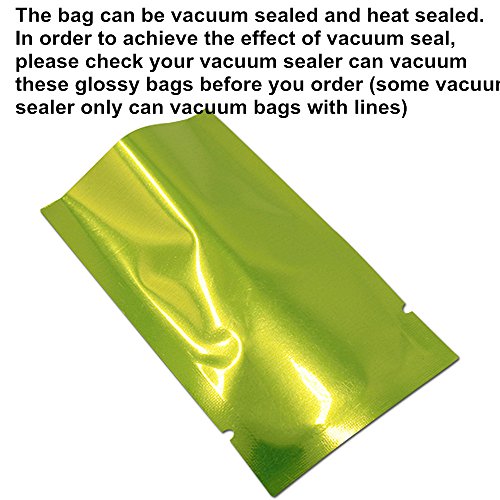 100 Pack Multi Sizes-Colors Mylar Foil Heat Sealable Bag Aluminum Foil Smell Proof Pouch Bulk Food Storage Central Vacuum Bag (Green, 2.4"x3.5" (1.97â€x3.35â€ inner size))