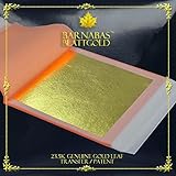 Genuine Gold Leaf Sheets 23.5k - by Barnabas Blattgold - 3.1 inches - 25 Sheets Booklet - Transfer Patent Leaf