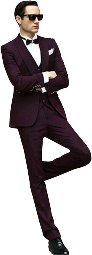 Amazon Co Jp P G メンズパーティー用スリムフィット3ピーススーツフォーマルジャケットベストパンツセット 服 ファッション小物