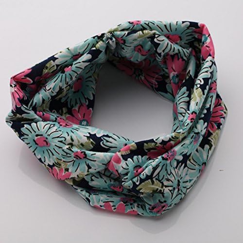 Blue Daisy #Women Elastic Twisted Head Wrap Turban Flower Rabbit Ear Bow Head Band Hair Band