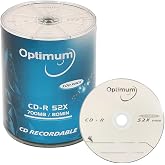 OPTIMUM CD-R Blank Discs 700MB 52X Disc for Data and Music 100 Pack | 80 Minutes Recordable Blank CDs CDR Discs (no Container) FFP