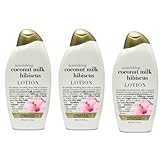 OGX Nourishing Coconut Milk Hibiscus Body Lotion, 13 Ounce (Pack of 3)