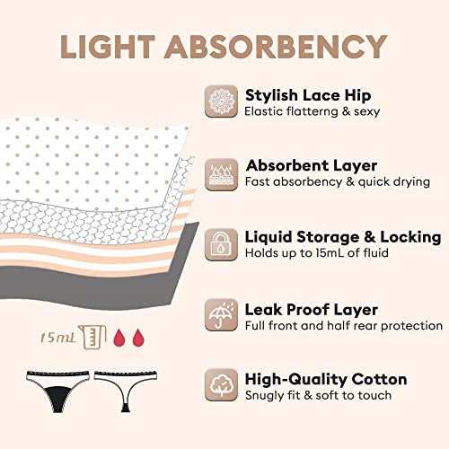 Sexy Period Underwear, Leak Proof Period Thongs, Lace Panties for Women