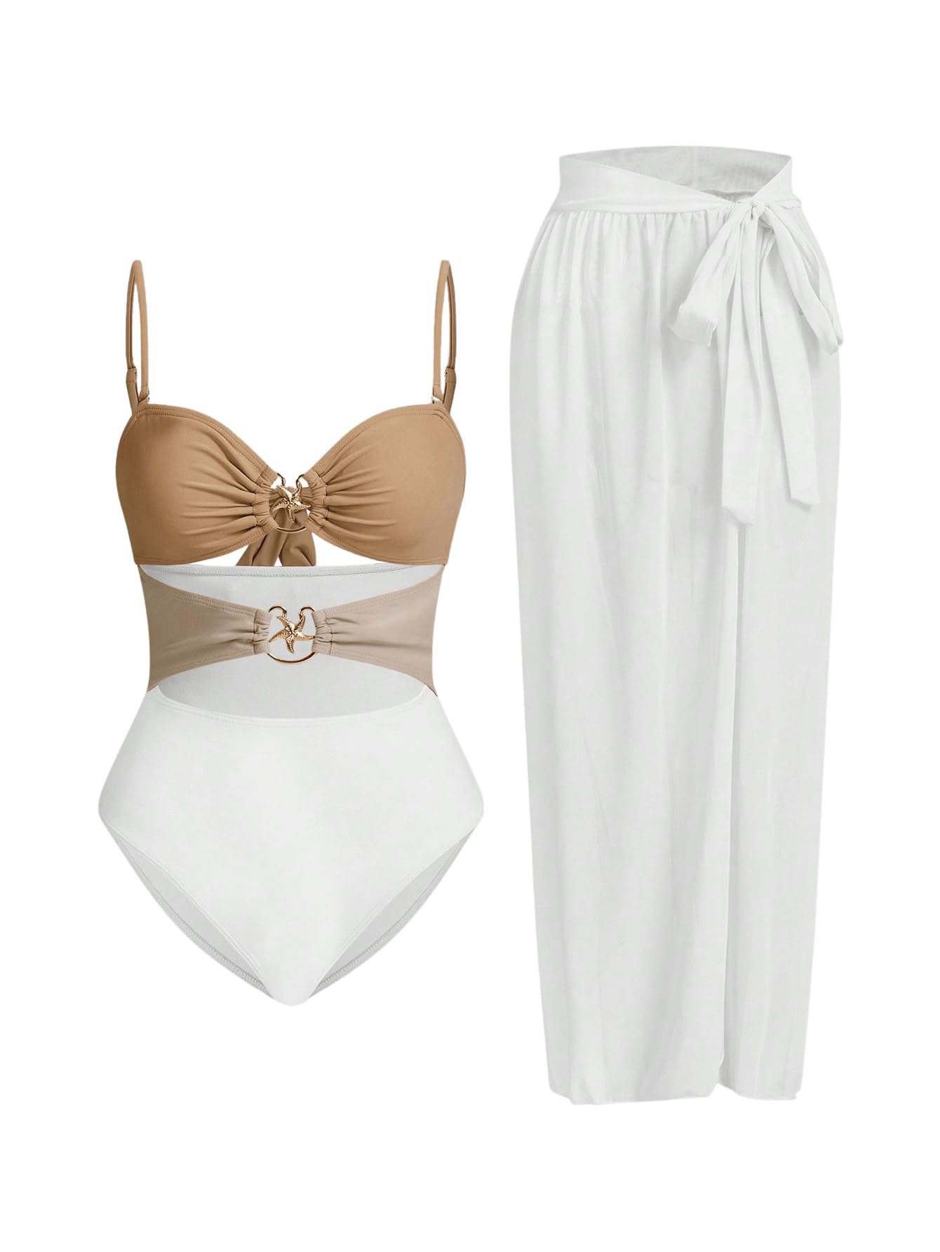 Photo 1 of ***Partial set***
***only 1 piece***
Cover Up Skirt Gold and White X-Large