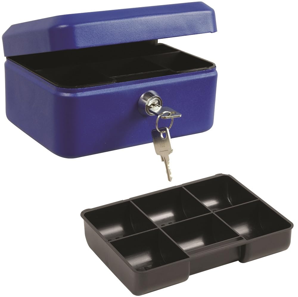 Reskal Metal Cash Box 8 x 15.2 x 11.4 cm Blue