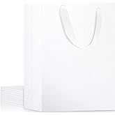 EUSOAR Medium White Gift Wrap Bags, 12 Pack 7.8x3.9x11 inches Shopping Bags with Handles Bulk, Party Favor Wrapping Bags for Wedding, Craft Grocery, Boutique, Merchandise, Retail, Business