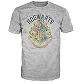 Harry Potter Hogwarts Crest Mens Grey T-Shirt