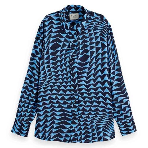 Scotch & Soda Printed Relaxed fit Shirt, House of Mirrors Blue, 38 Femmes