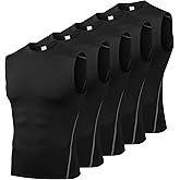 Odoland 5 Pack Men's Sleeveless Shirts, Dry Fit Athletic Base Layer Tank Top, Sports Running Gym Workout Shirts