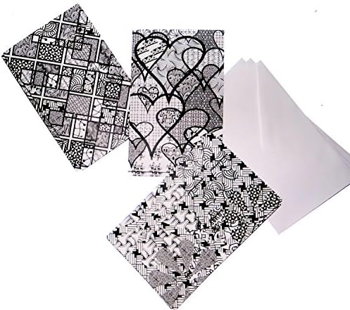 Color Yourself Abstract Art Greeting Thank you Note Cards Coloring Cards Set of 6 Envelopes Included