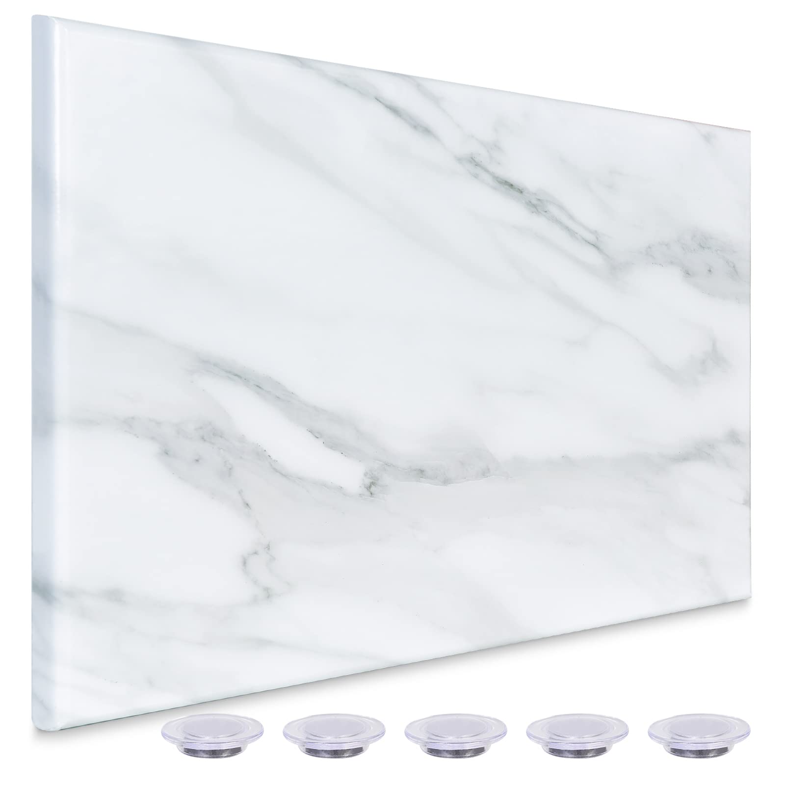 Okydoy White Marble Print Magnetic Dry Erase Board, 45 x 60 cm Decorative White Board for Wall with Design, Frameless Dry Erase Board for Wall, Magnets Included（Marble,4560,1pc）