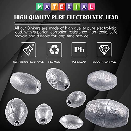 Glarks Gewichte für Eier zum Angeln von Oliven, Barsch, hohles Ei, Kugelgewicht, Set – Bild 4