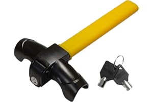 VaygWay Universal Car Steering Wheel Lock –Car Anti-Theft Wheel Lock Cylinder Key – Strong Heavy Duty Anti- Theft Rotary Steering Wheel Lock - Auto Security Travel Locking Gear – Car Truck Van SUV