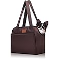 FDJASGY Dog Purse Carrier with Pocket and Safety Tether,Soft-Sided Small Dog Carrier for Small Medium Pet Outdoor Shopping Tote Bag Coffee