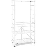 Origami R2 Series Folding 4-Tier Heavy-Duty Storage Rack with Wheels, White | For Garage, Pantry, Basement, Laundry Room, Home, Office, Warehouse, Utility Areas, Workshops &amp; Everyday Organization