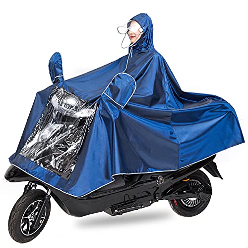 IBLUELOVER Electric Bike Raincoat,Motorcycle Poncho Waterproof Mobility Scooter Rainwear Rain Cape Jackt Cover Hoodie Coat with Reflective Strips,Universal Weatherproof Rain Gear for Men Women