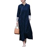 Women Cheongsam Dress Improved Chinese Qipao Long Sleeve Floral Jacquard Elegant Formal Wear Dress