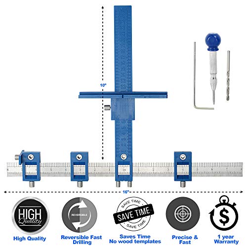 Jig, hardware template Inch Metric Wood Drilling Guide Sleeve Drawer Knobs Jig