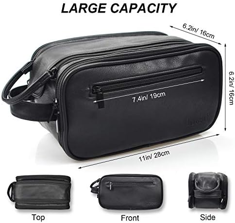 Loteaf Toiletry Bag for Men PU Leather Water-Resistant Travel Toiletry Bag Organizer Dopp Kit for Toiletries Accessories (Black) 4 Loteaf Toiletry Bag for Men PU Leather Water-Resistant Travel Toiletry Bag Organizer Dopp Kit for Toiletries Accessories (Black)