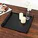 MyGift 16 Inch Square Matte Black Metal Large Serving Tray with Handles