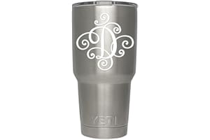 ViaVinyl Monogram die cut decal/sticker. CLICK FOR COLOR/LETTER OPTIONS. AVAILABLE IN FOUR COLORS AND ALL LETTERS A-Z! Great for windows, Yeti and RTIC tumblers, Macbooks and more! (Letter "D", White)