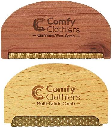 Comfy Clothiers Cedar Wood Cashmere Comb & Beech Wood Sweater Shaver Comb Combo Pack (One of Each Type) – Multi-Fabric Shaver Removes Pills, Fuzz and Lint from Garments