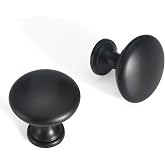 Liron Hardware 10 Pack Matte Black Solid Round Single Hole Cabinet Knobs | Classic Cabinet Handles, Zinc Alloy, Drawer Pulls, Easy Install, Screws Included, for Kitchen, Dressers, Drawers, Bathroom