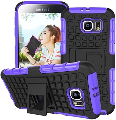 Berken Armor cases Tough Armorbox Dual Layer 2 in 1 Rugged Hybrid Hard/Soft Drop Impact Resistant Protective Case For Samsung Galaxy S6 (Purple)