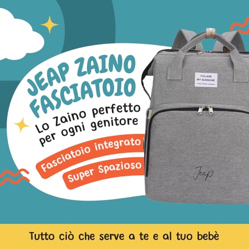 Jeap Baby Changing Backpack | Baby Changing Bag with Changing Mat | with Thermal Pockets and Stroller Hooks | Large and Waterproof Fabric | Baby Backpack for Mom and Dad
