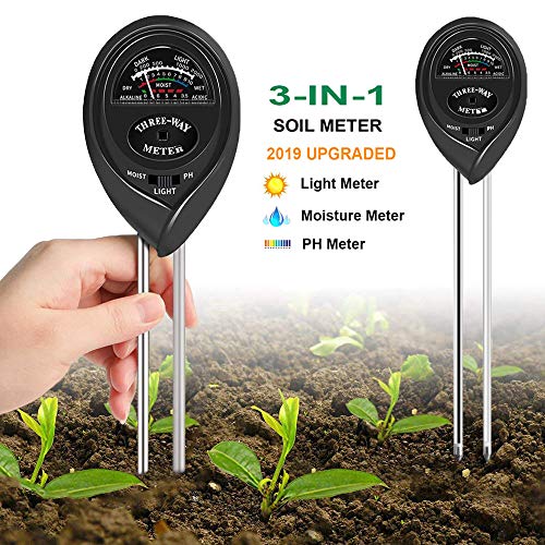 Inkec Soil Test Kit, Soil pH Moisture Meter, 3-in-1 Soil Tester with Moisture, Light and pH Test for Home, Garden, Farm, Lawn, Indoor & Outdoor(No Battery Needed) (Black)