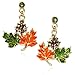 cocojewelry Maple Fall Leaves Wreath Dangle Post Stud Earrings Thanksgiving Halloween Jewelry (Maple)