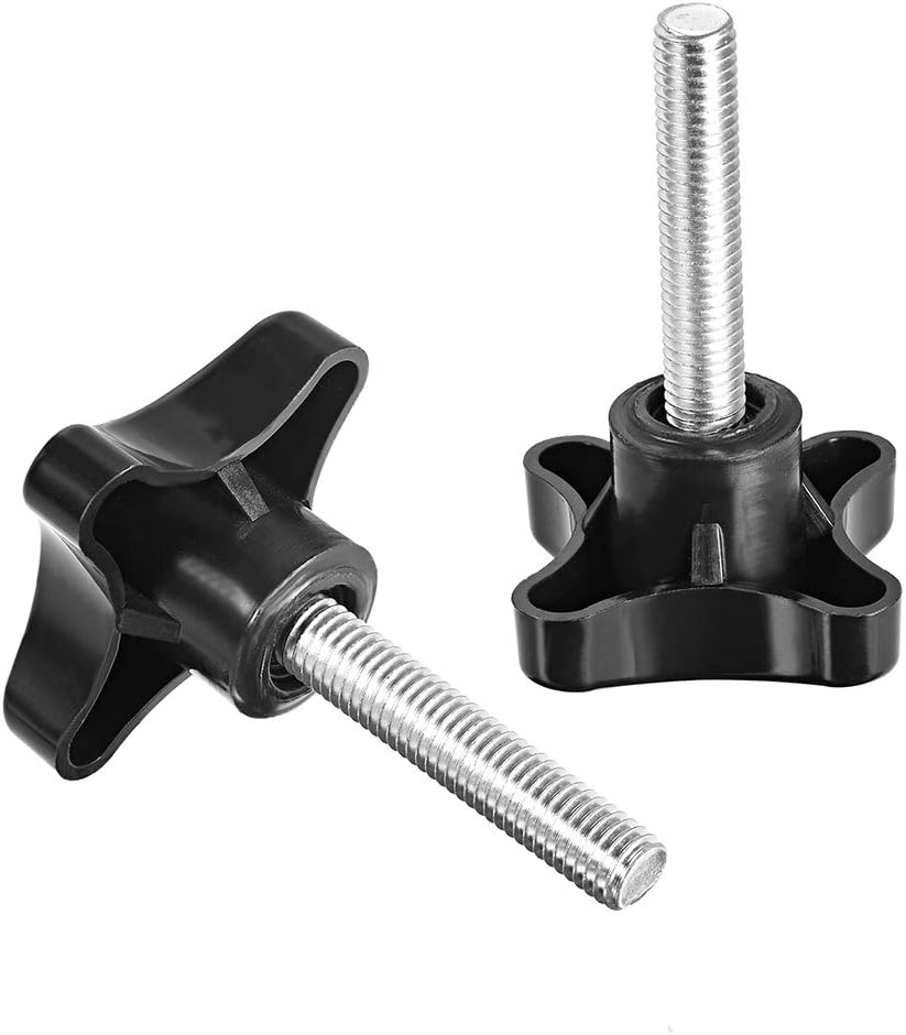 uxcell Clamping Handle Screw Knobs Handle M10 x 50mm Threaded Plastic Metal 5pcs, Silver Tone, Black, M10x50 , 5pcs - Image 4