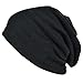 FORBUSITE Mens Slouchy Knit Beanie Summer Winter Skullcap Hats B306 (Solid-Black)