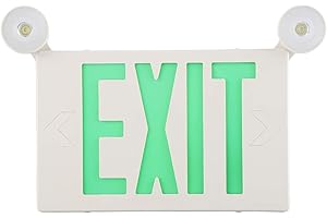 SPECTSUN LIGHTING SPECTSUN 1PACK LED Exit Emergency Light with Battery Backup, Green Exit Emergency Sign with 2 Lamp Heads, Fire Exit Sign with Emergency Lights, Hardwired Exit Sign,Plastic Modern Exit Sign Indoor