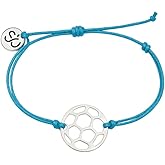 Sportybella Soccer Bracelet, Soccer Jewelry, Adjustable Stainless Steel Soccer Charm Bracelets - Soccer Gifts