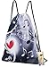 iColor Sackpack,Drawstring Backpacks,Stylish Multipurpose Girls Nylon Drawstring Bags Gym Bags ,Teen Dance Bag, Lightweight Gym Bag for Women Cycling Hiking,Team Training Gymsack (Music & Red Heart)