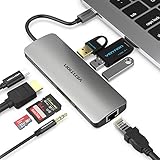 Vention USB C Hub,9 in 1 Type C Thunderbolt 3 Hub,4K USB C to HDMI Adapter with Type C Charging Port,1000M RJ45 Ethernet,3 USB 3.0 Ports,SD Card Reader Compatible for MacBook Pro,Chromebook Pixel
