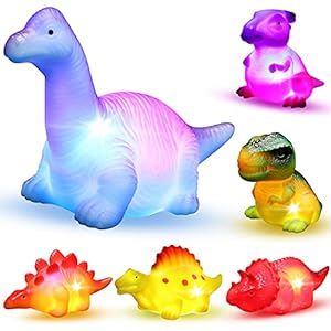 6 Packs Light-Up Floating Dinosaur Bath Toys Set, for Baby Toddler Nephew in Birthday Christmas Easter , Great Water…