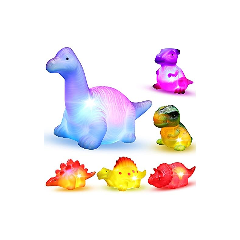 6 Packs Light-Up Floating Dinosaur Bath Toys Set, for Baby Toddler Nephew in Birthday Christmas Easter , Great Water…
