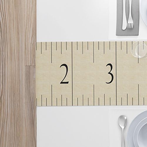 Ruler Table Runner - Modern Cool Beige Burlap Home Décor Table Cloth Cotton Linen Kitchen Dining Topper Tablecloth Tablerunner Room Luxury Long - Made in the USA - 72 &amp; 90 inches