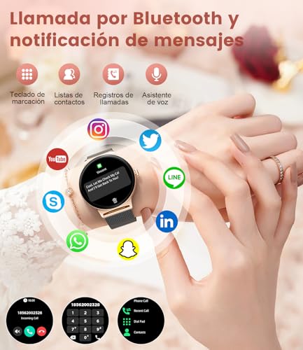 Women's Smart Watch with Bluetooth Call, 1.43 Inch AMOLED Ultrathin, 120+ Sports Modes, Message Reminder, Female Function, 24H Heart Rate Monitor, Sleep Monitor, Calories, Pedometer, Android iOS