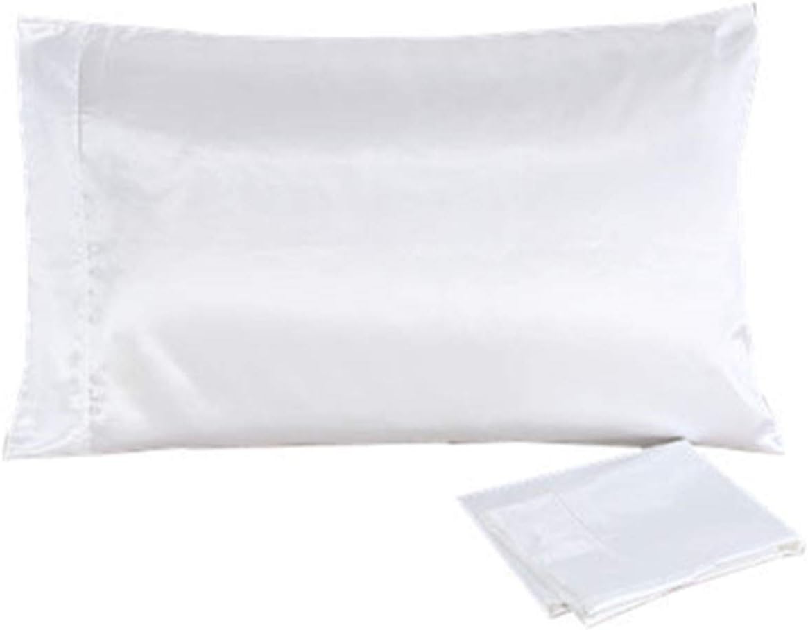 UNIHome 2pc New Queen/Standard Silk~y Satin Pillow Case Multiple Colors (White)