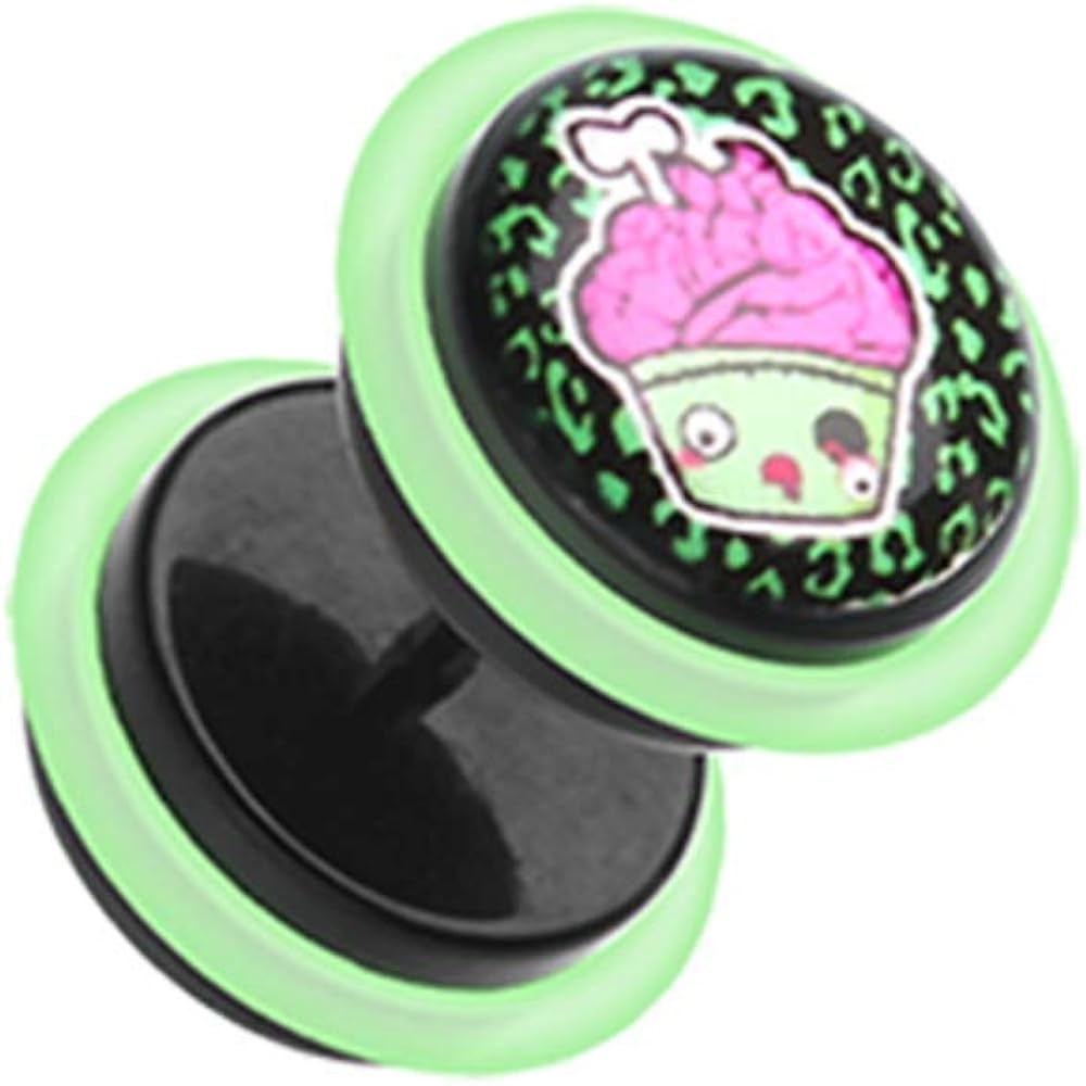Covet Jewelry Zombie Cupcake Acrylic Fake Plug with O-Rings