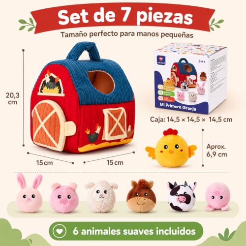 hahaland Toys Babies 6-12 Months – Animals Farm Montessori Toys Children 1 Year – Interactive Sensory Soft Toy Gift Baby 6 9 12 Months Boy Girl