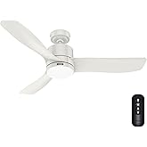 Hunter Fan 52 inch Indoor/Outdoor Fresh White Ceiling Fan with Light for Bedroom, Living Room, Dining Room, Kitchen, Office, 